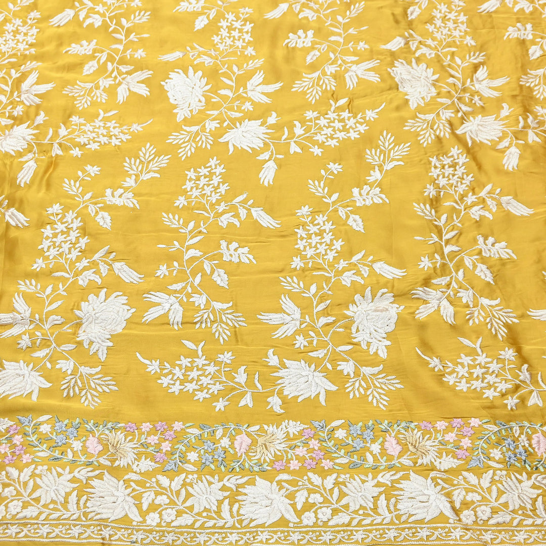 Modal Satin Parsi Embroidery Fabric 44" – Designer Floral Thread Work Fabric - F73498-3