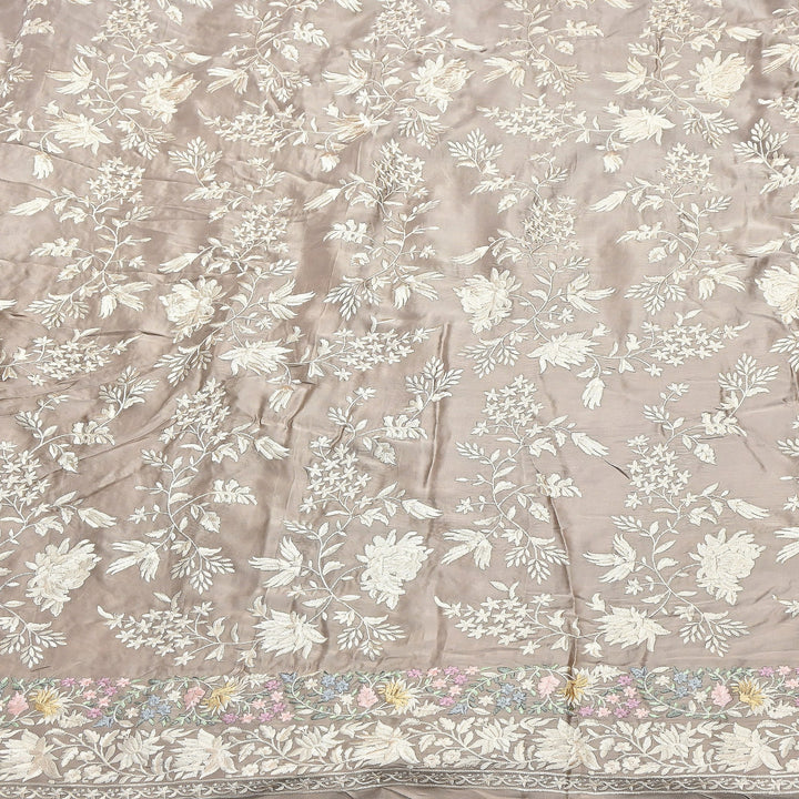Modal Satin Parsi Embroidery Fabric 44" – Designer Floral Thread Work Fabric - F73498-4
