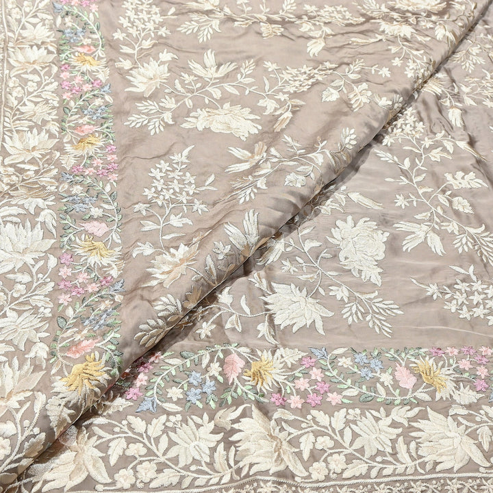 Modal Satin Parsi Embroidery Fabric 44" – Designer Floral Thread Work Fabric - F73498-4