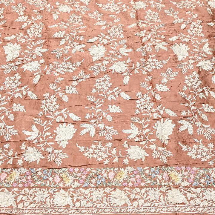 Modal Satin Parsi Embroidery Fabric 44" – Designer Floral Thread Work Fabric - F73498-5