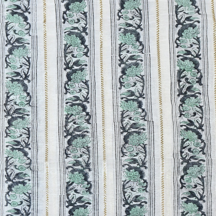 Floral Grace Mul Chanderi Gota Stripe Fabric – Designer Wear Fabric ZA0762-2