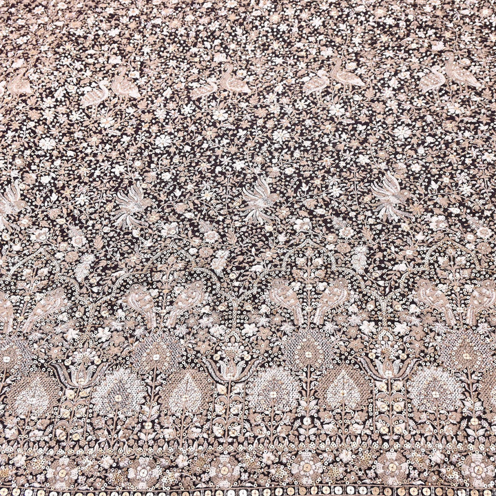 Premium Georgette Moti, Zari & Sequins Embroidery Fabric | Designer Embroidered Fabric-D29098-2