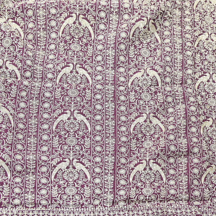 Premium Chinnon Zari & Sequins Embroidery Fabric | Designer Embroidered Chinnon Fabric-D29485-A1