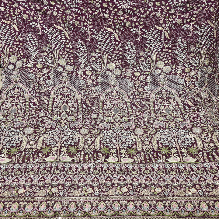 Premium Georgette Thread & Sequins Embroidery Fabric | Designer Embroidered Georgette fabric-D30722-1