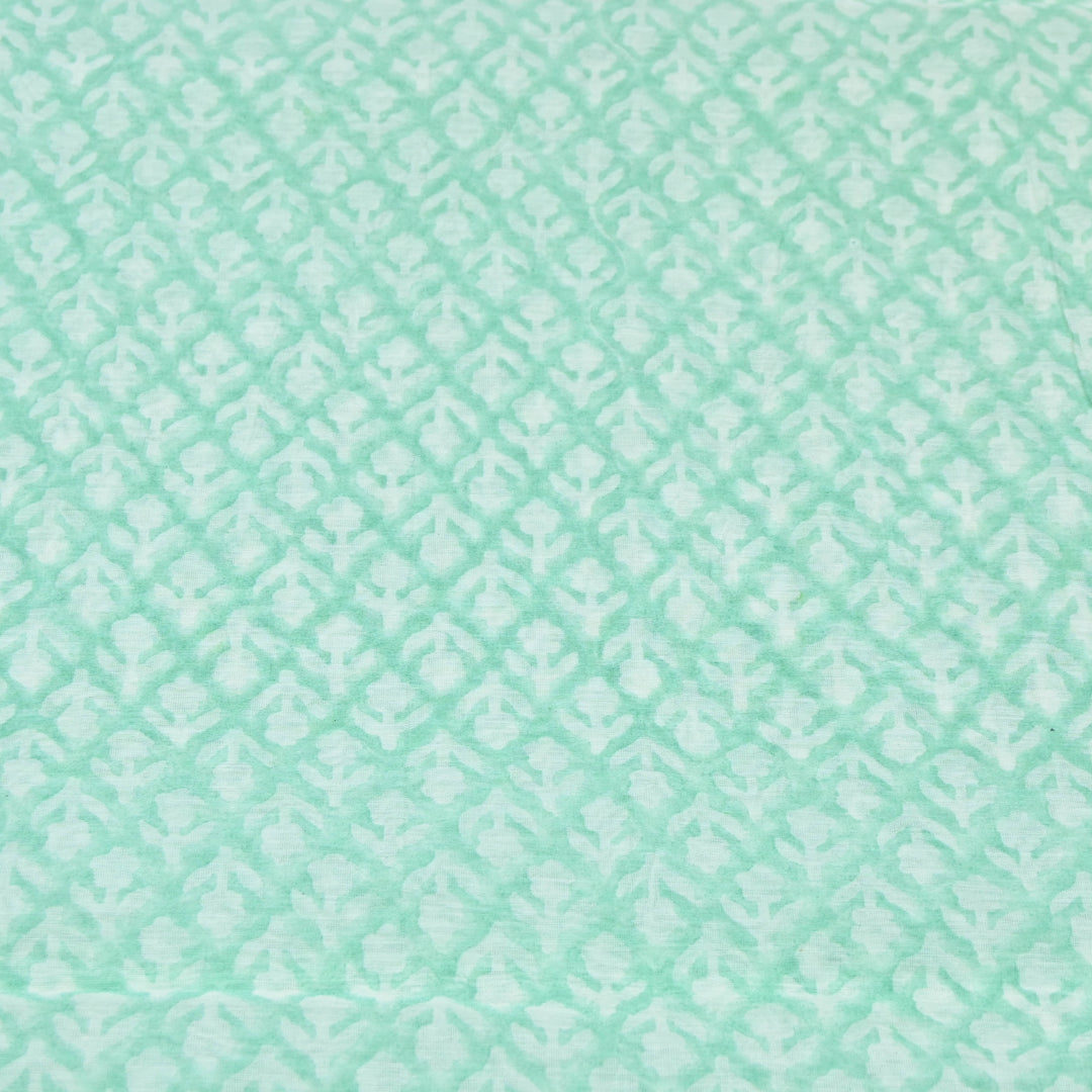 Aqua Green Silk Chanderi Print