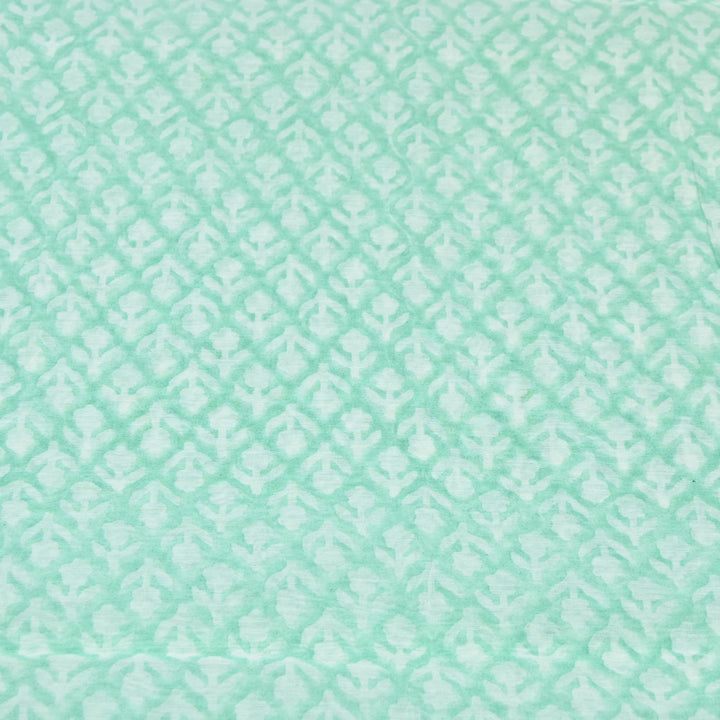 Aqua Green Silk Chanderi Print