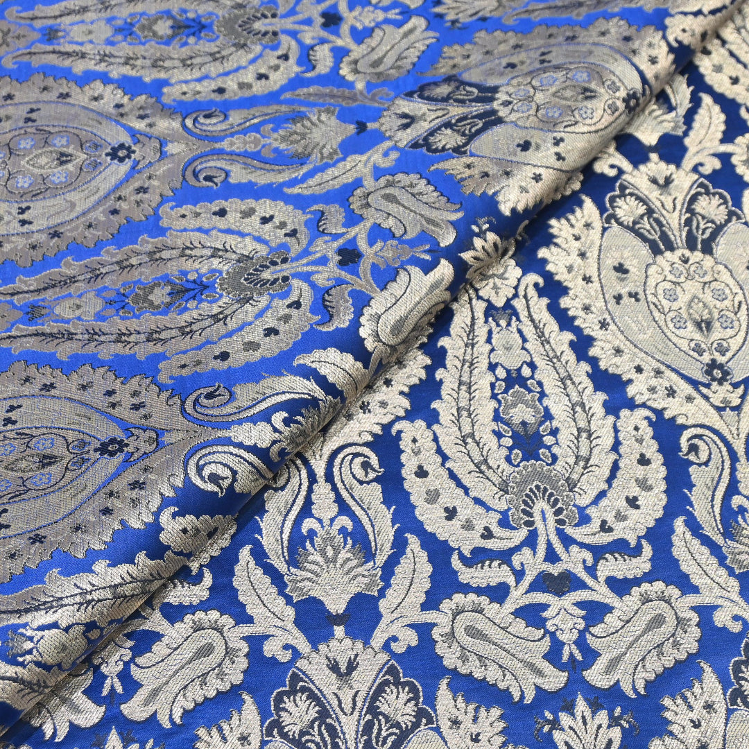 Satin Kimkhab Multi Brocade Fabric | Heavy Luxury Zari Woven Designer Fabric | RFC121-01