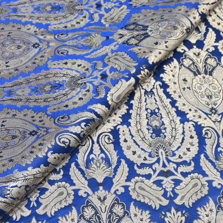 Satin Kimkhab Multi Brocade Fabric | Heavy Luxury Zari Woven Designer Fabric | RFC121-01