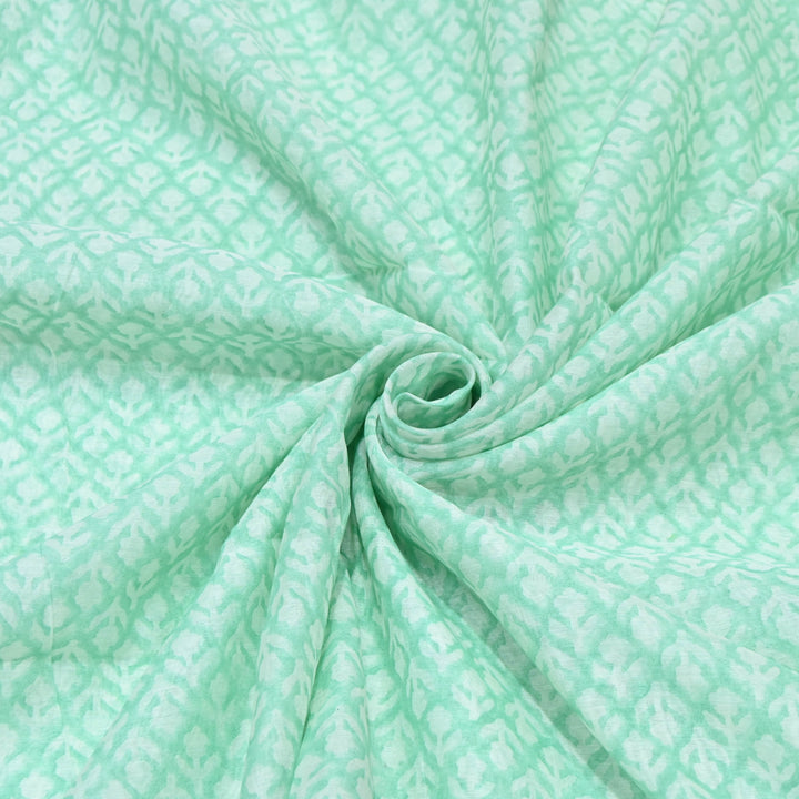 Aqua Green Silk Chanderi Print