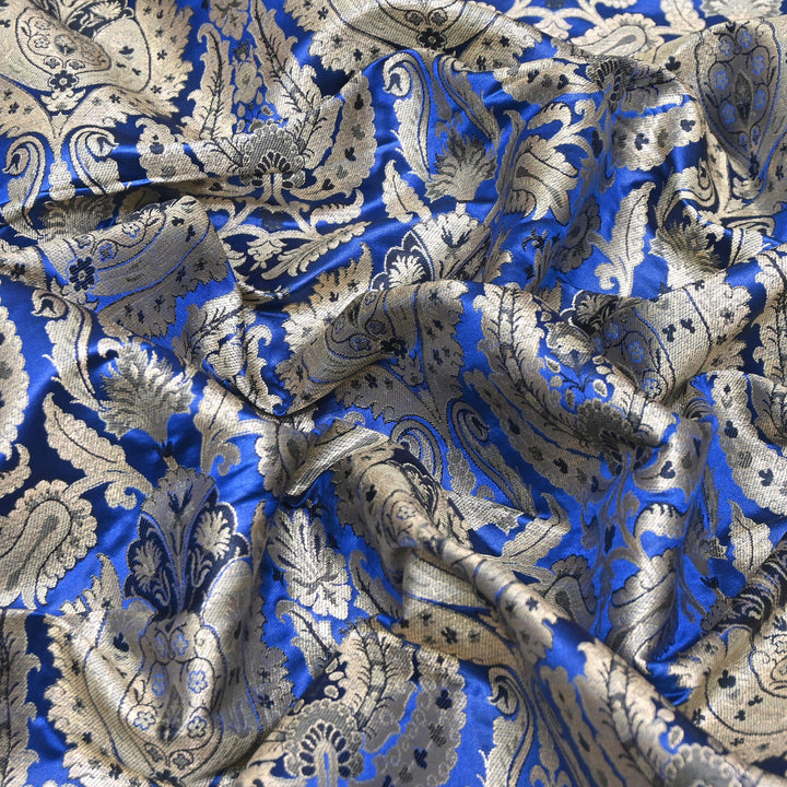 Satin Kimkhab Multi Brocade Fabric | Heavy Luxury Zari Woven Designer Fabric | RFC121-01