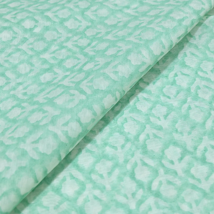 Aqua Green Silk Chanderi Print