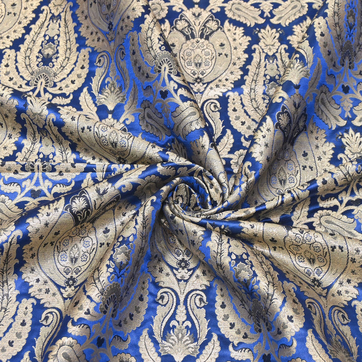 Satin Kimkhab Multi Brocade Fabric | Heavy Luxury Zari Woven Designer Fabric | RFC121-01