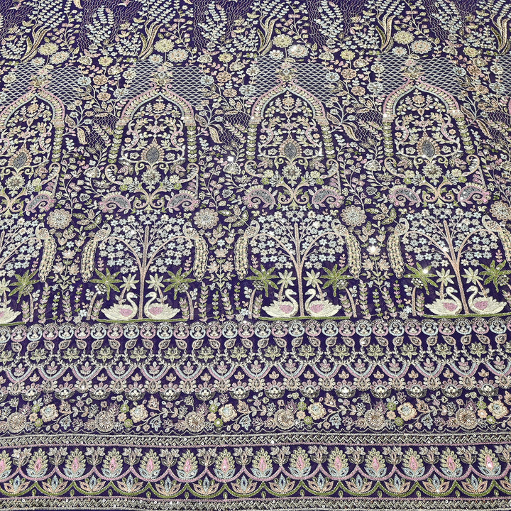 Premium Georgette Thread & Sequins Embroidery Fabric | Designer Embroidered Georgette fabric-D30722-2