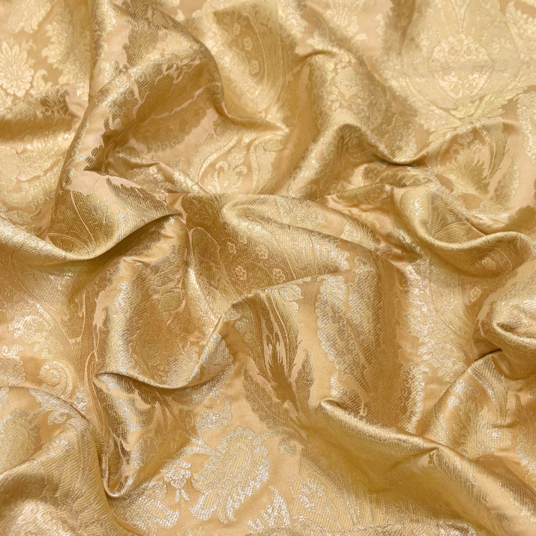 Satin Kimkhab Multi Brocade Fabric | Heavy Luxury Zari Woven Designer Fabric | RFC121-02