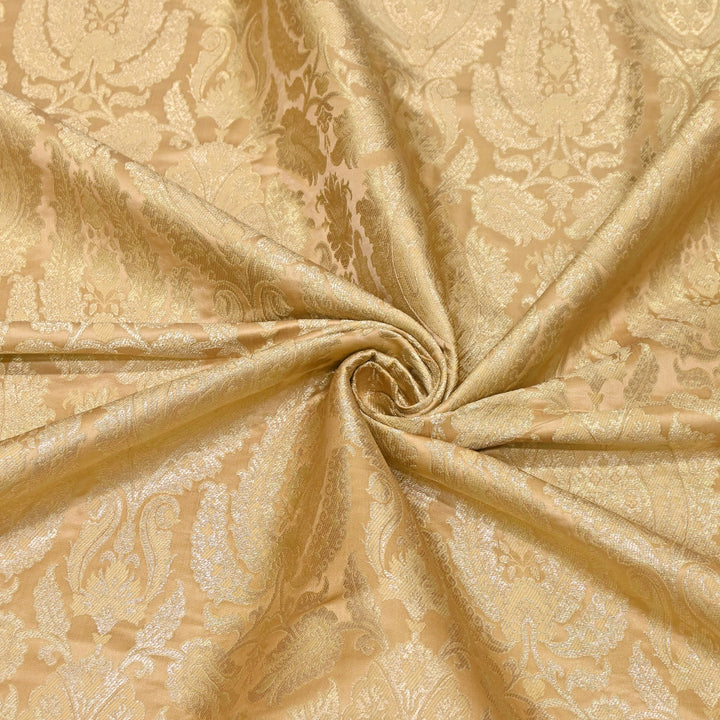 Satin Kimkhab Multi Brocade Fabric | Heavy Luxury Zari Woven Designer Fabric | RFC121-02