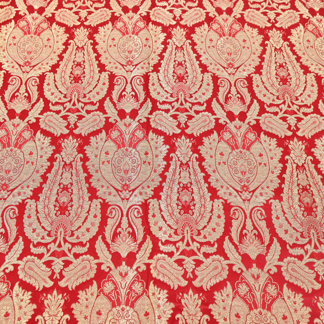 Satin Kimkhab Multi Brocade Fabric | Heavy Luxury Zari Woven Designer Fabric | RFC121-03