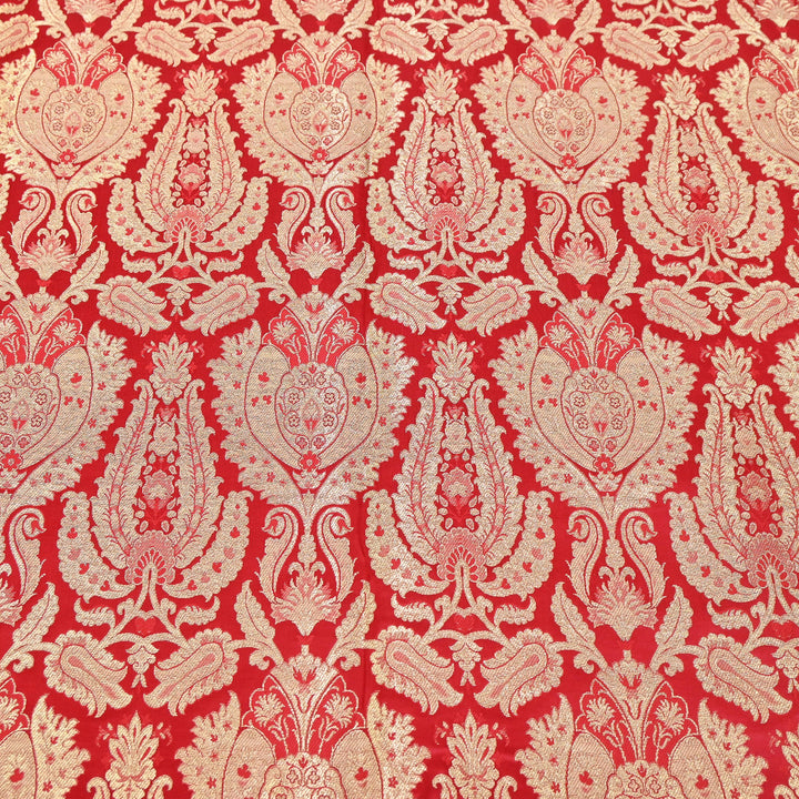 Satin Kimkhab Multi Brocade Fabric | Heavy Luxury Zari Woven Designer Fabric | RFC121-03
