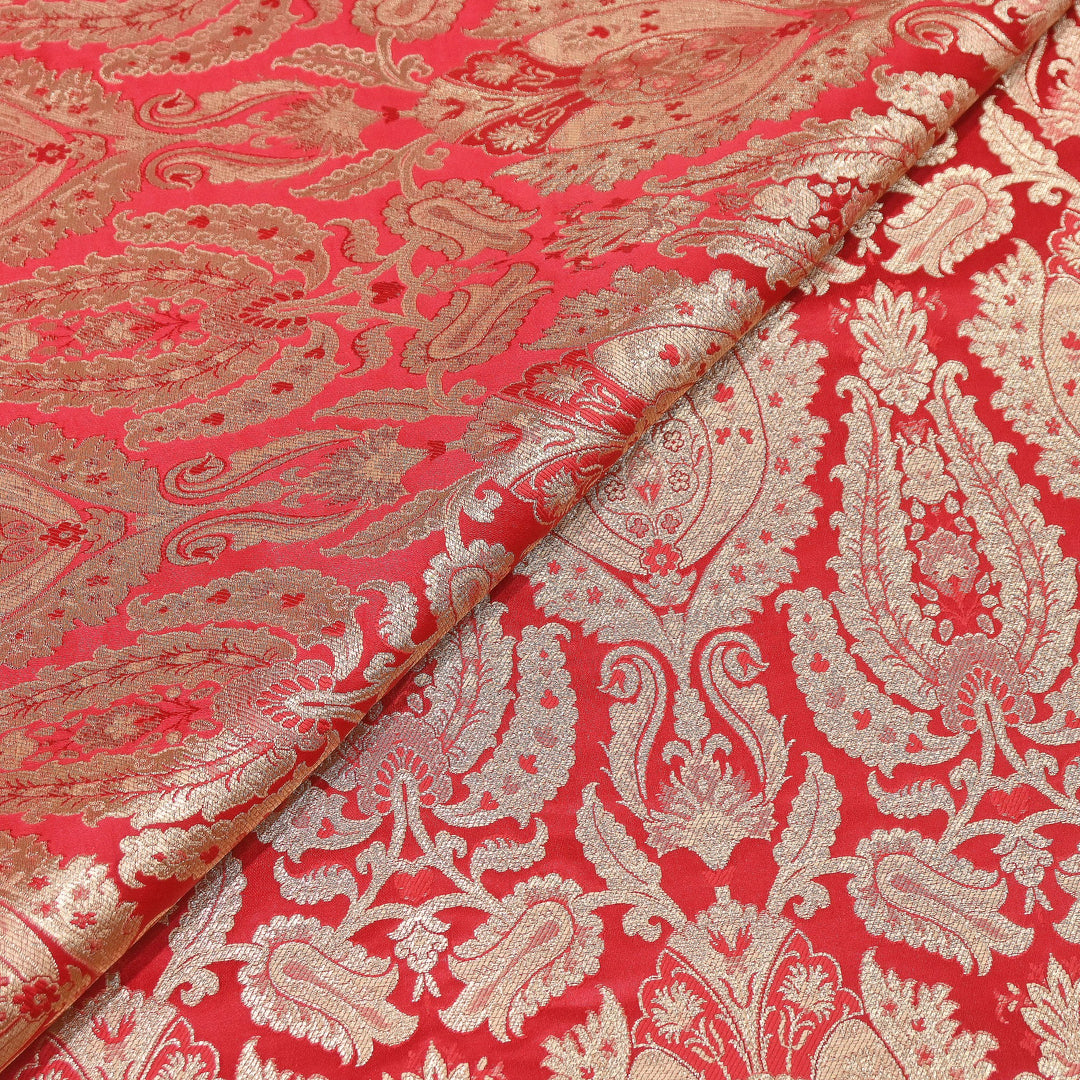 Satin Kimkhab Multi Brocade Fabric | Heavy Luxury Zari Woven Designer Fabric | RFC121-03
