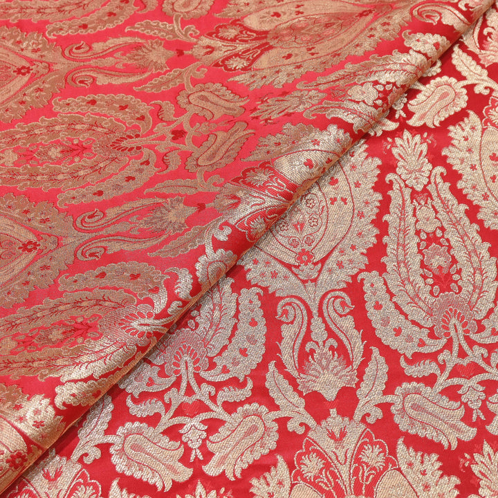 Satin Kimkhab Multi Brocade Fabric | Heavy Luxury Zari Woven Designer Fabric | RFC121-03