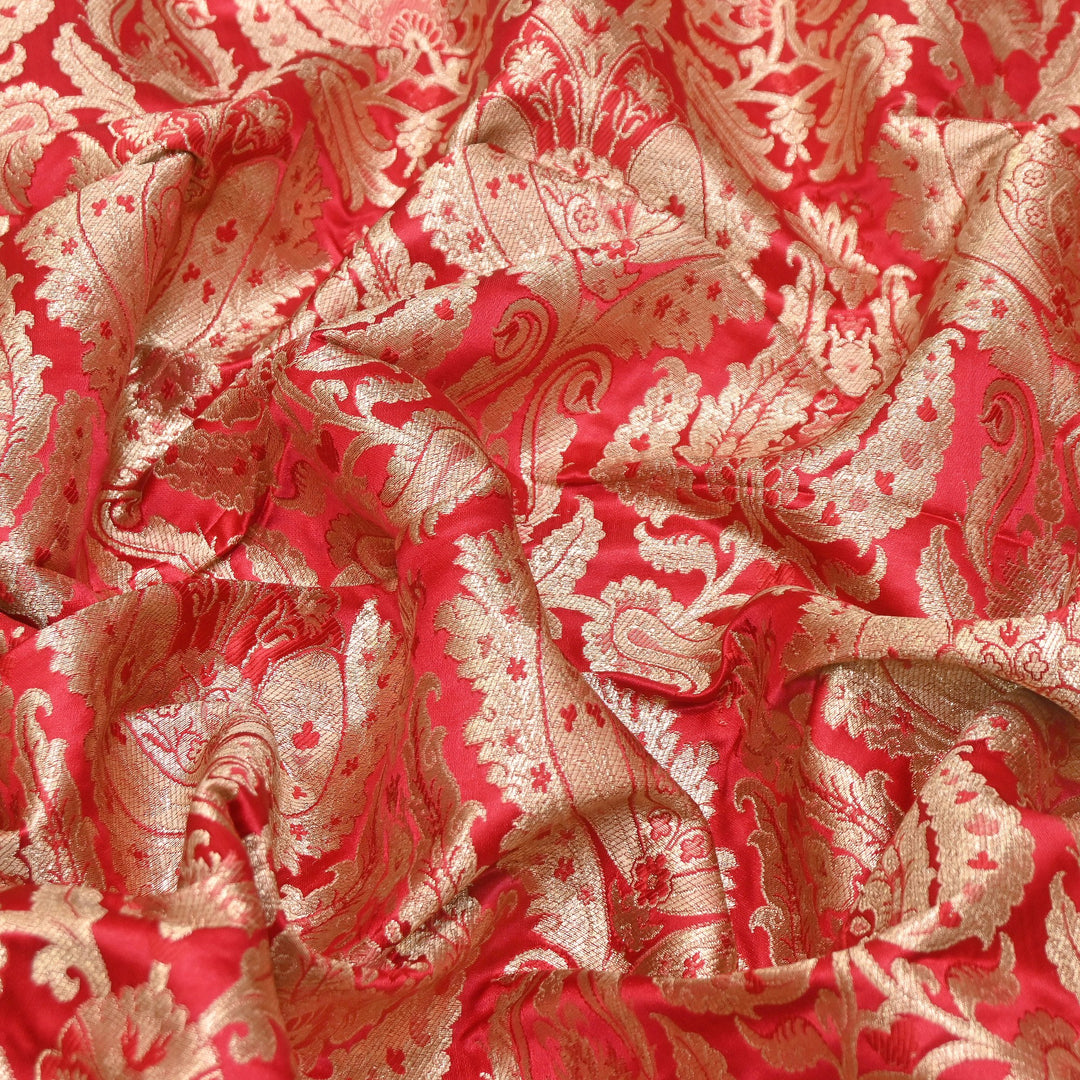 Satin Kimkhab Multi Brocade Fabric | Heavy Luxury Zari Woven Designer Fabric | RFC121-03
