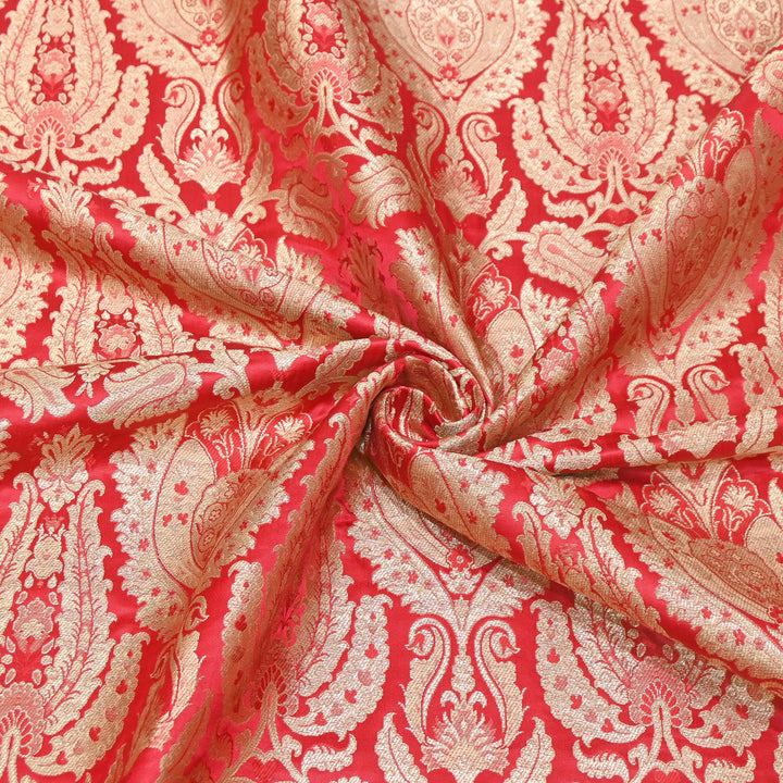 Satin Kimkhab Multi Brocade Fabric | Heavy Luxury Zari Woven Designer Fabric | RFC121-03