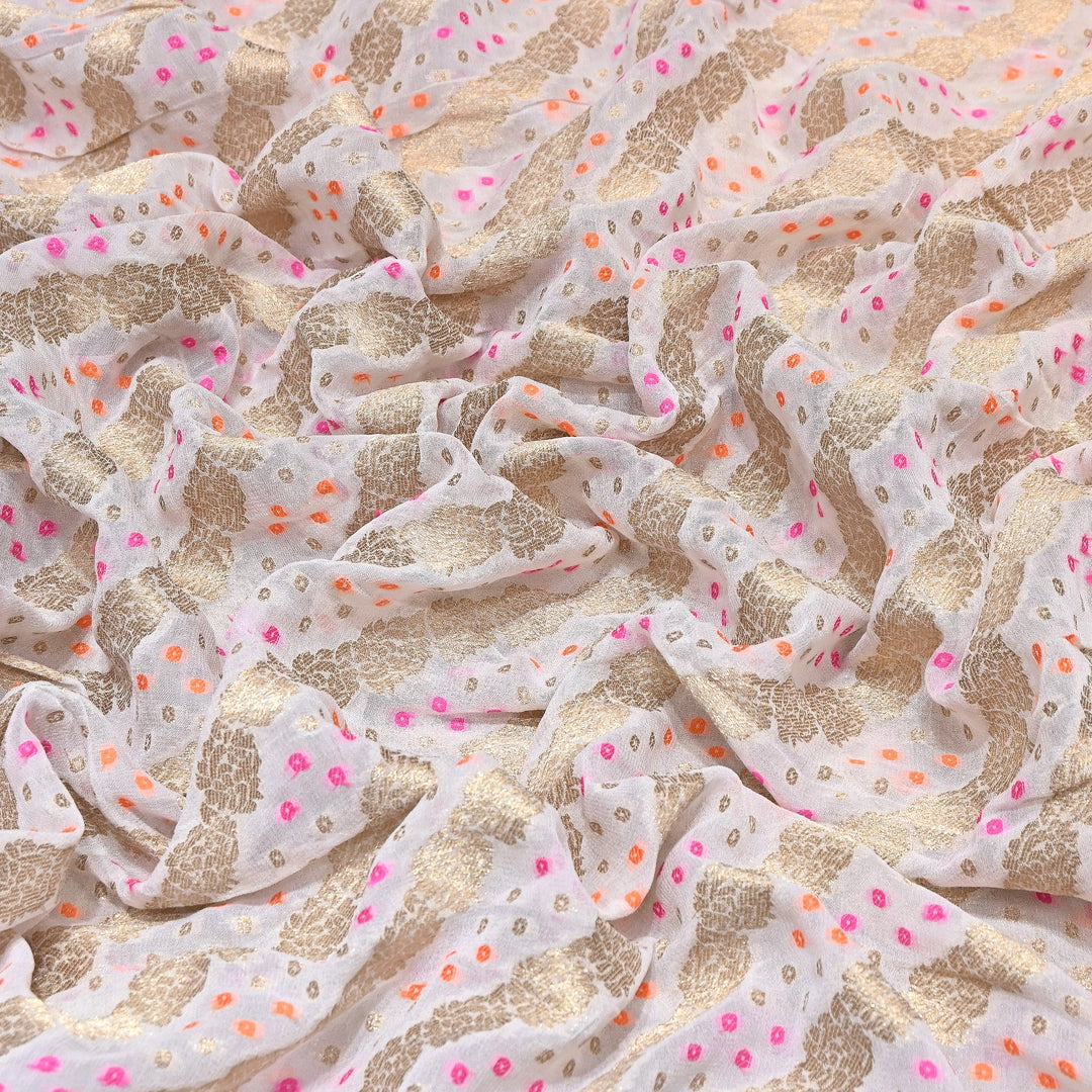 Viscose Georgette Zari Bandhani Fabric – Soft Lightweight Fabrics -NF0020-1