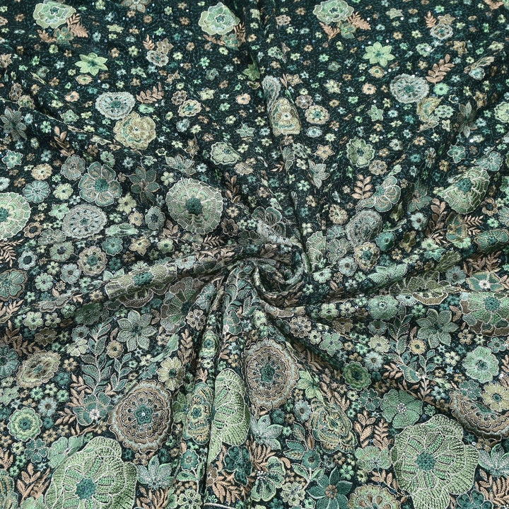 Premium Georgette Thread & Sequins Embroidery Fabric | Designer Embroidered Georgette fabric-D30096-A2