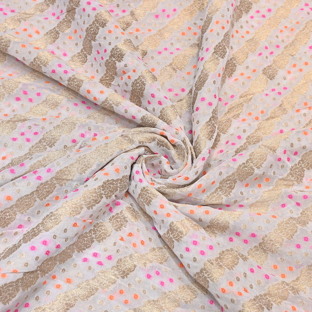Viscose Georgette Zari Bandhani Fabric – Soft Lightweight Fabrics -NF0020-1
