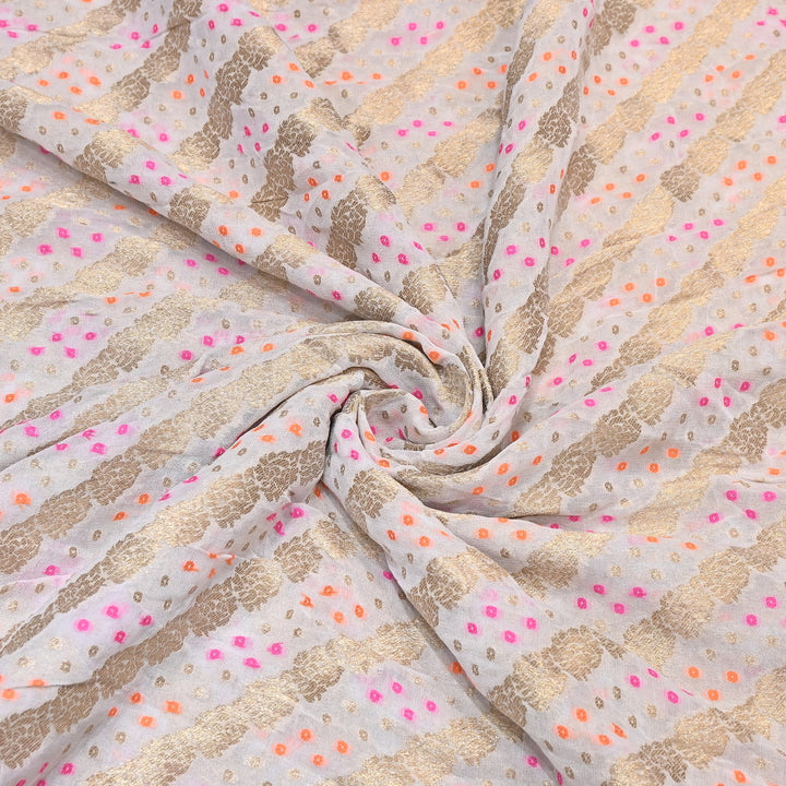 Viscose Georgette Zari Bandhani Fabric – Soft Lightweight Fabrics -NF0020-1