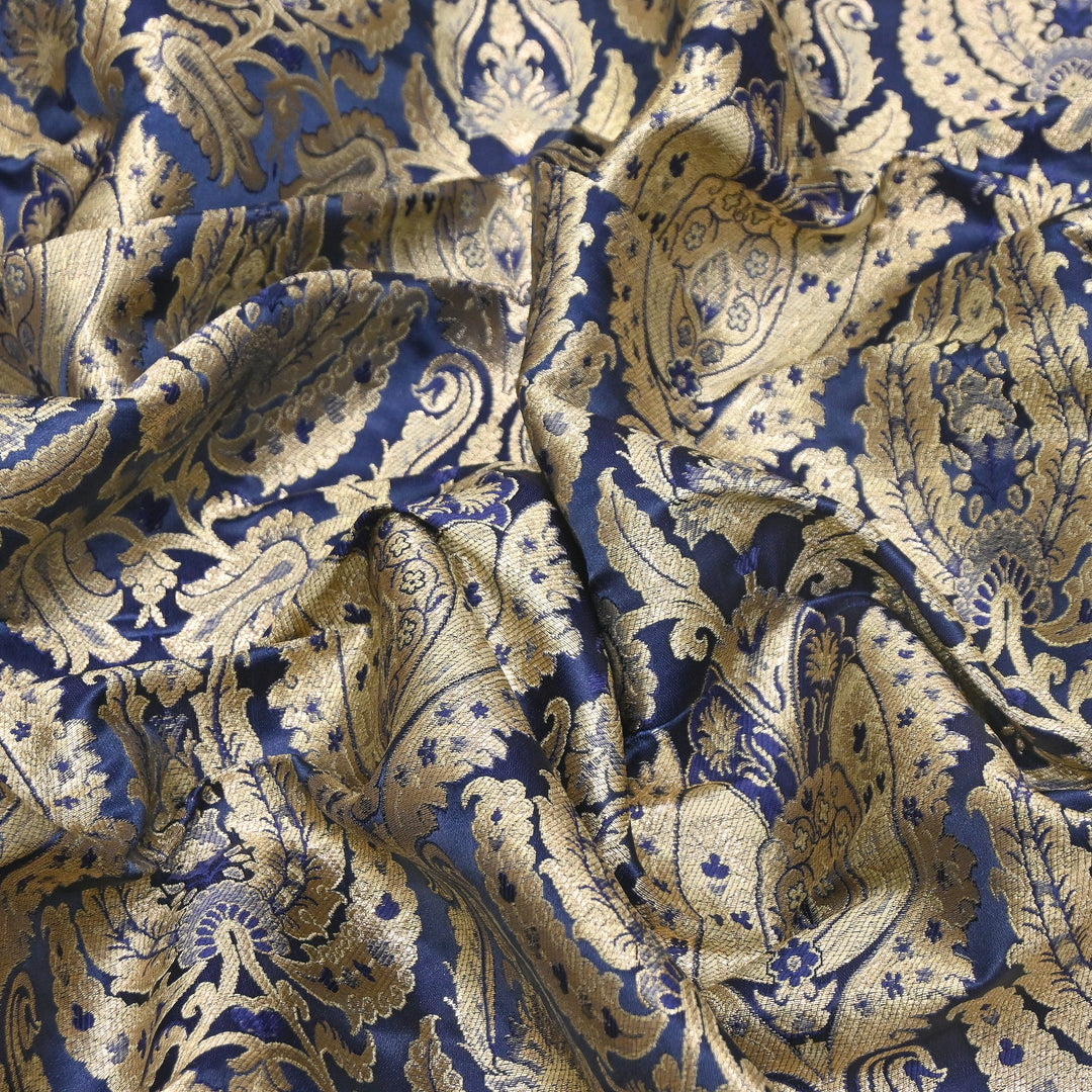 Satin Kimkhab Multi Brocade Fabric | Heavy Luxury Zari Woven Designer Fabric | RFC121-04