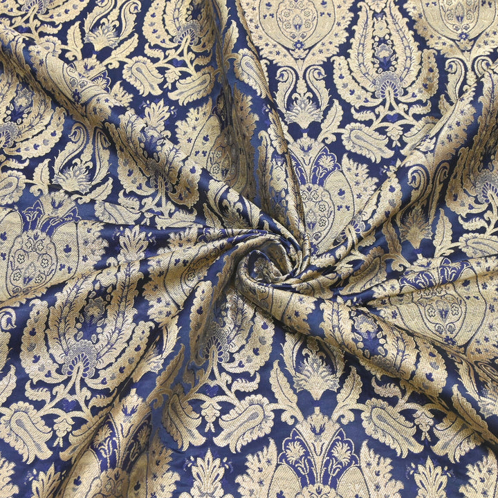 Satin Kimkhab Multi Brocade Fabric | Heavy Luxury Zari Woven Designer Fabric | RFC121-04