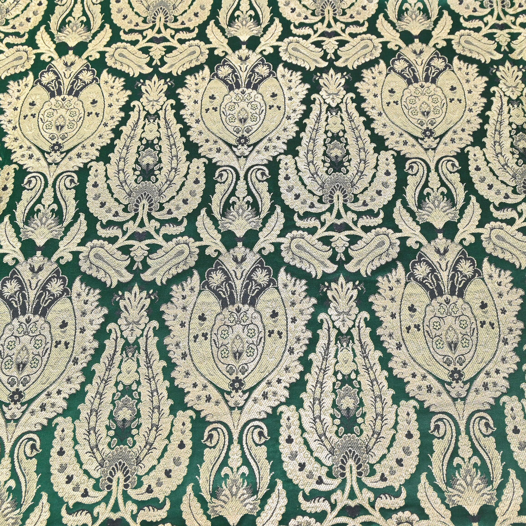 Satin Kimkhab Multi Brocade Fabric | Heavy Luxury Zari Woven Designer Fabric | RFC121-05