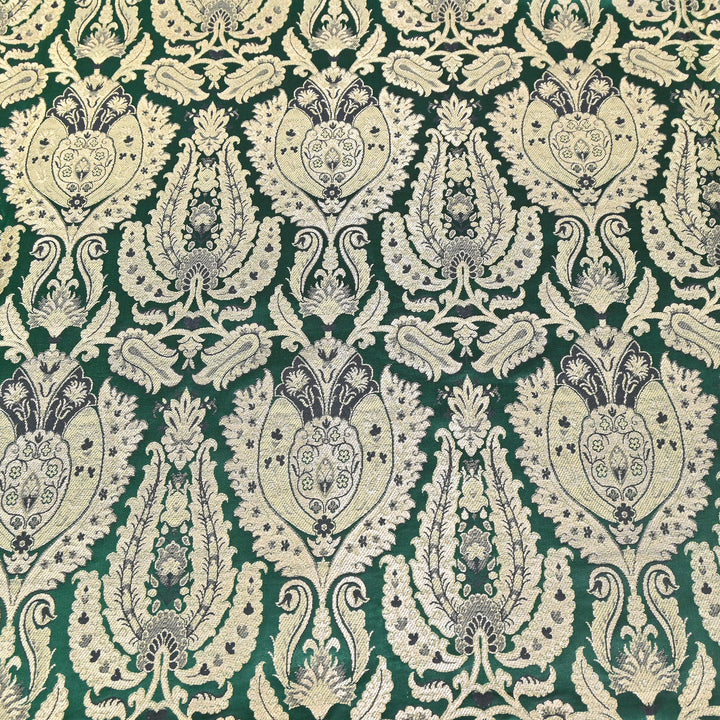 Satin Kimkhab Multi Brocade Fabric | Heavy Luxury Zari Woven Designer Fabric | RFC121-05