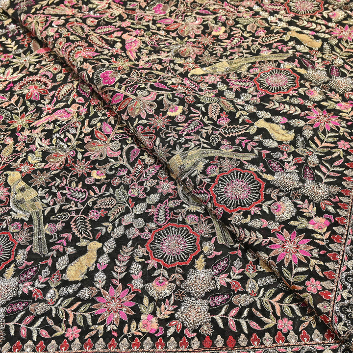 Premium Georgette Zari & Sequins Embroidery Fabric | Designer Embroidered Georgette fabric-DR30718