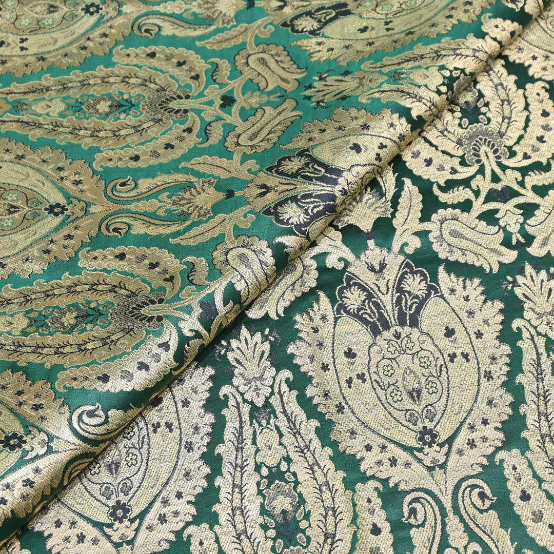 Satin Kimkhab Multi Brocade Fabric | Heavy Luxury Zari Woven Designer Fabric | RFC121-05