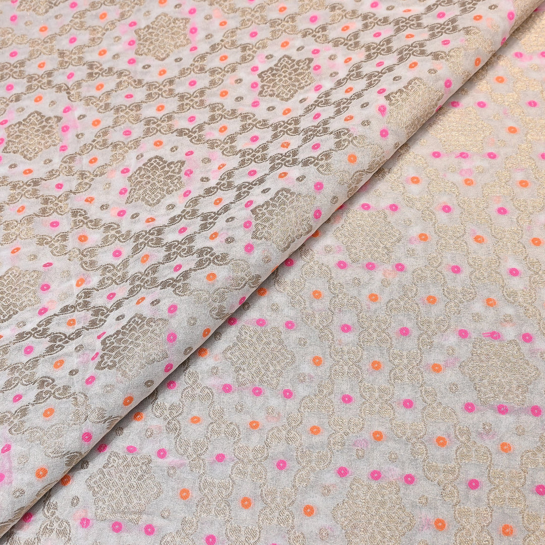 Viscose Georgette Zari Bandhani Fabric – Soft Lightweight Fabrics -NF0020-2