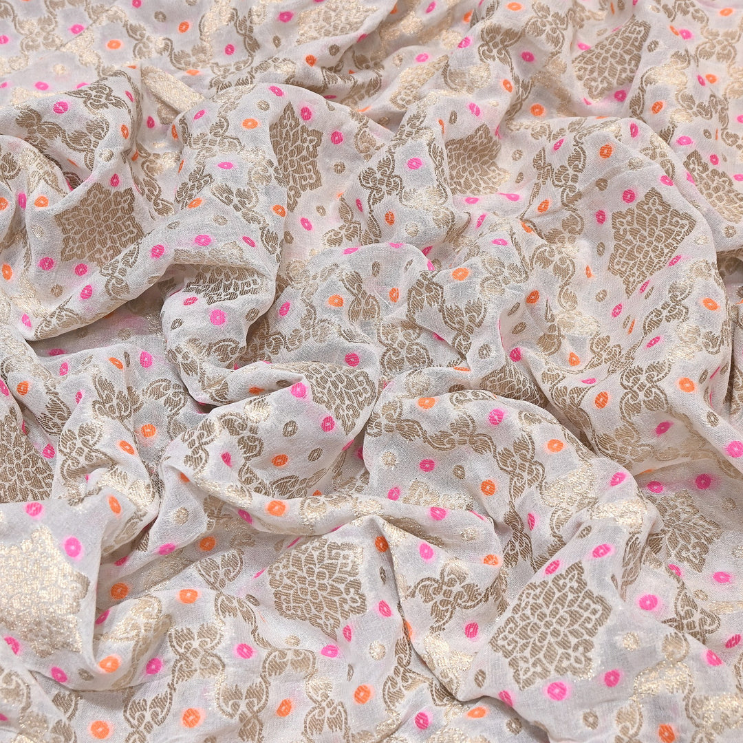 Viscose Georgette Zari Bandhani Fabric – Soft Lightweight Fabrics -NF0020-2