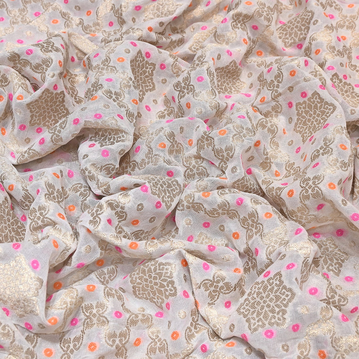 Viscose Georgette Zari Bandhani Fabric – Soft Lightweight Fabrics -NF0020-2