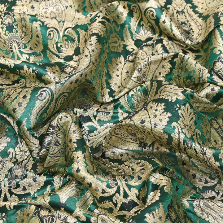 Satin Kimkhab Multi Brocade Fabric | Heavy Luxury Zari Woven Designer Fabric | RFC121-05