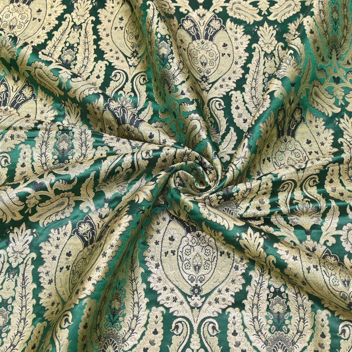 Satin Kimkhab Multi Brocade Fabric | Heavy Luxury Zari Woven Designer Fabric | RFC121-05