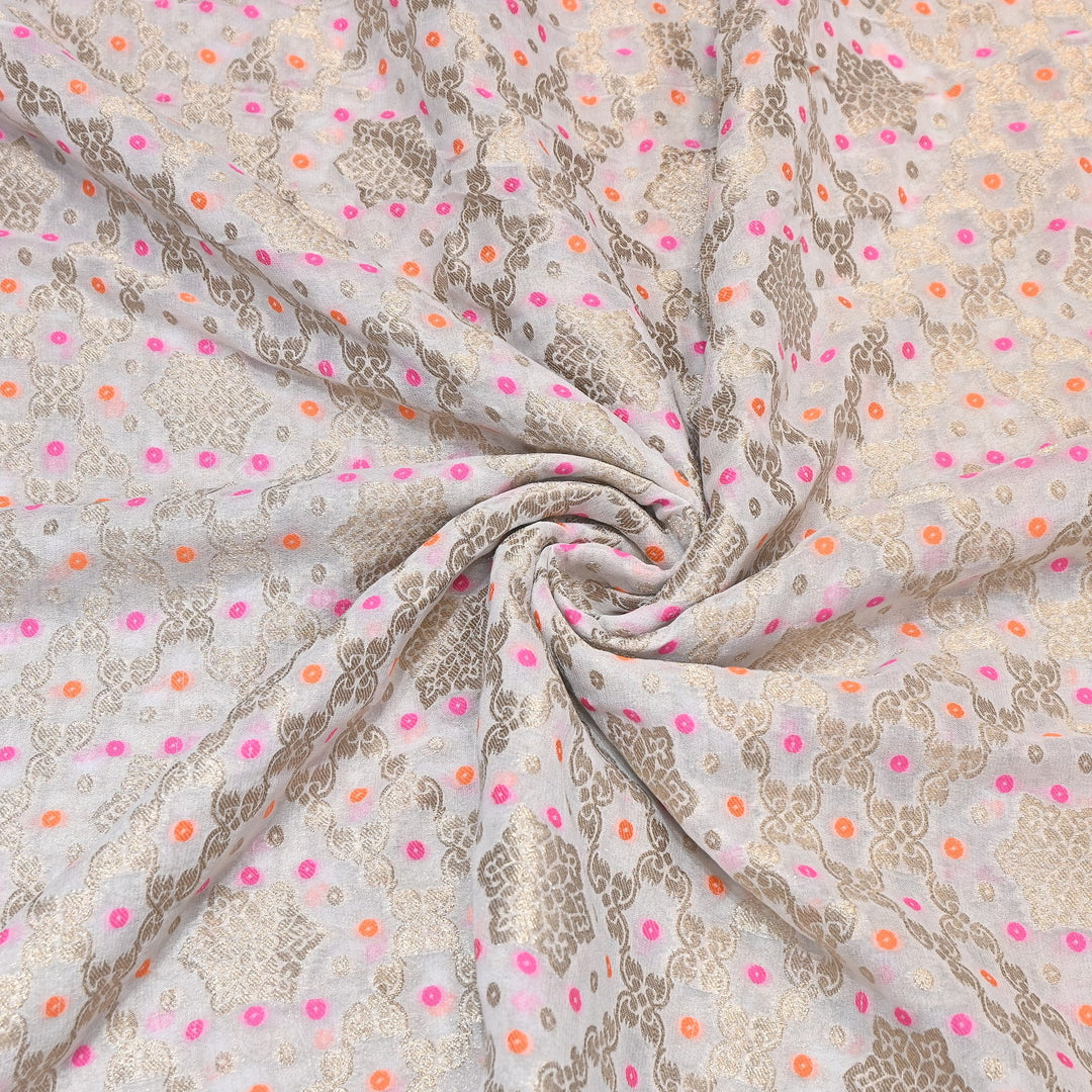 Viscose Georgette Zari Bandhani Fabric – Soft Lightweight Fabrics -NF0020-2