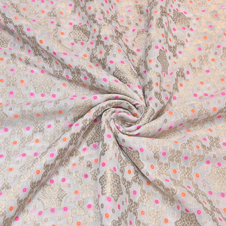 Viscose Georgette Zari Bandhani Fabric – Soft Lightweight Fabrics -NF0020-2