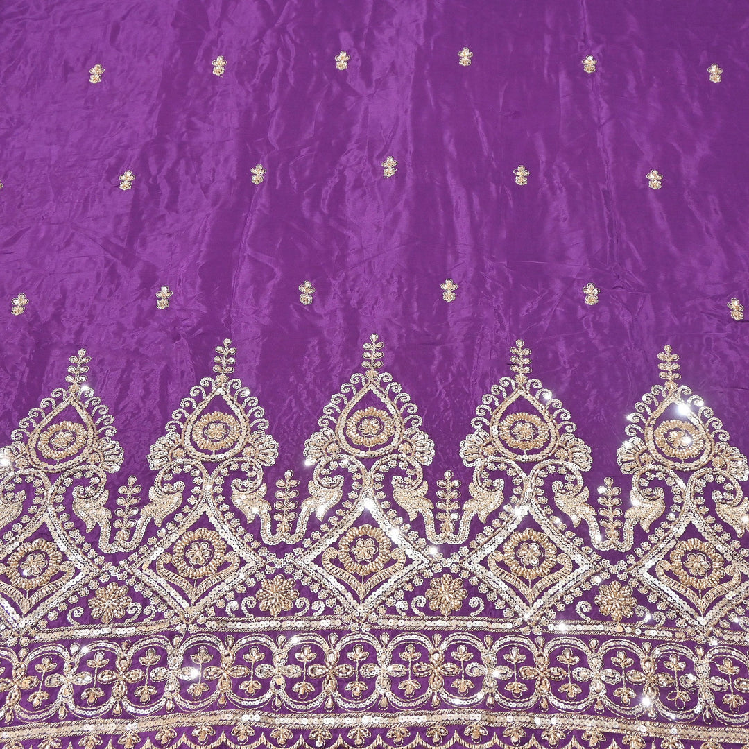 Premium Crepe Zari, Moti & Sequins Embroidery Fabric | Designer Embroidered Crepe for Bridal-J30948-A