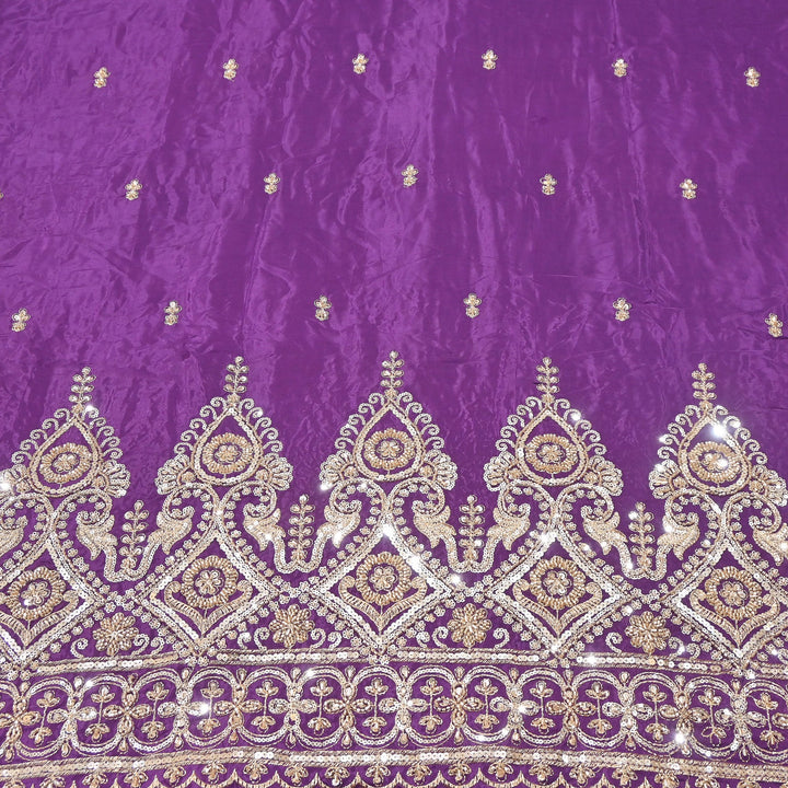 Premium Crepe Zari, Moti & Sequins Embroidery Fabric | Designer Embroidered Crepe for Bridal-J30948-A
