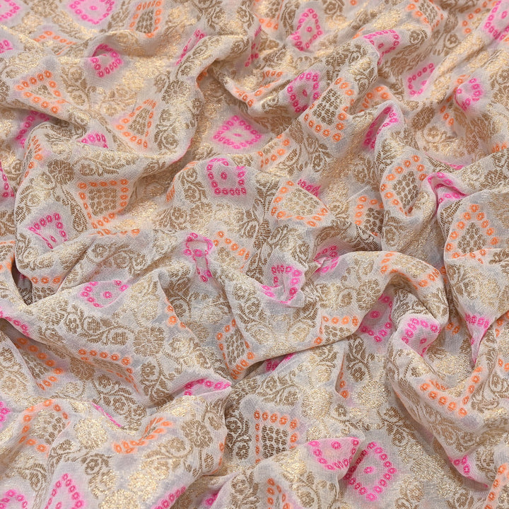 Viscose Georgette Zari Bandhani Fabric – Soft Lightweight Fabrics -NF0020-3