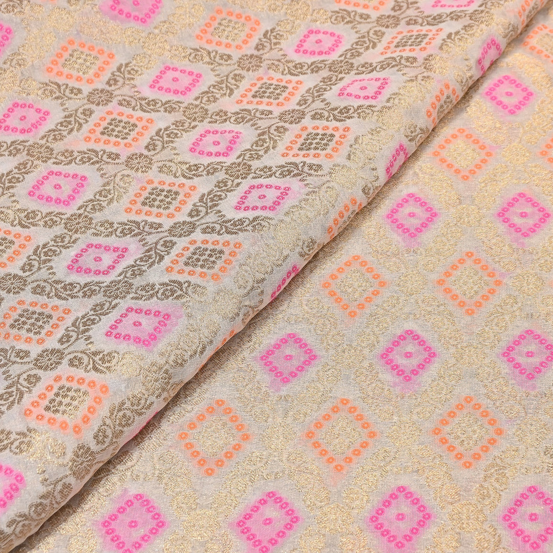 Viscose Georgette Zari Bandhani Fabric – Soft Lightweight Fabrics -NF0020-3