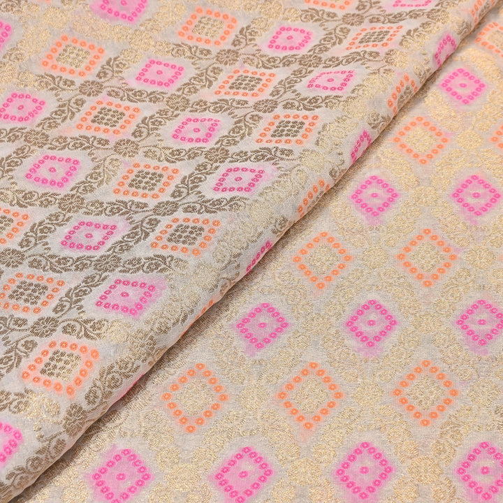 Viscose Georgette Zari Bandhani Fabric – Soft Lightweight Fabrics -NF0020-3
