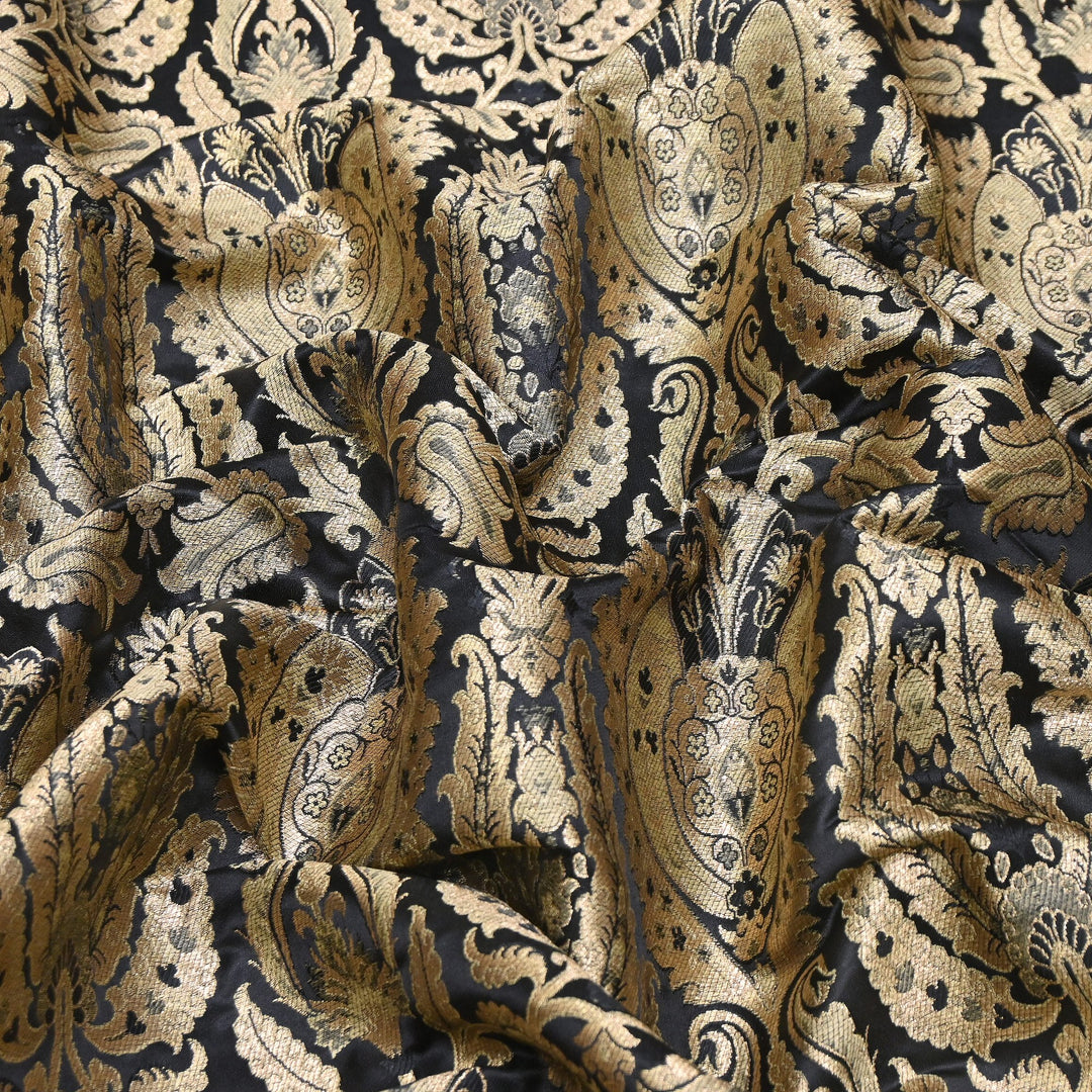 Satin Kimkhab Multi Brocade Fabric | Heavy Luxury Zari Woven Designer Fabric | RFC121-06