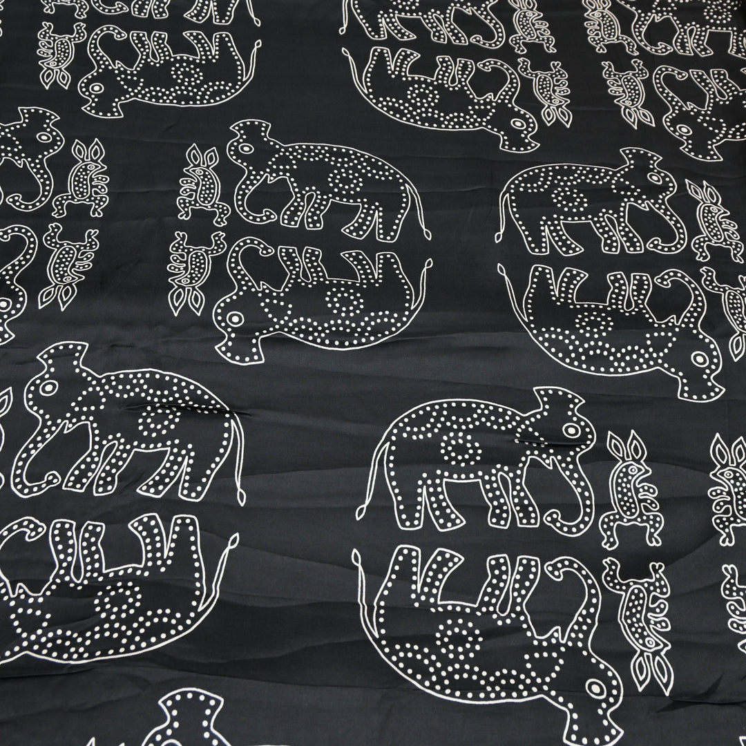 Black Modal Satin Digital Print