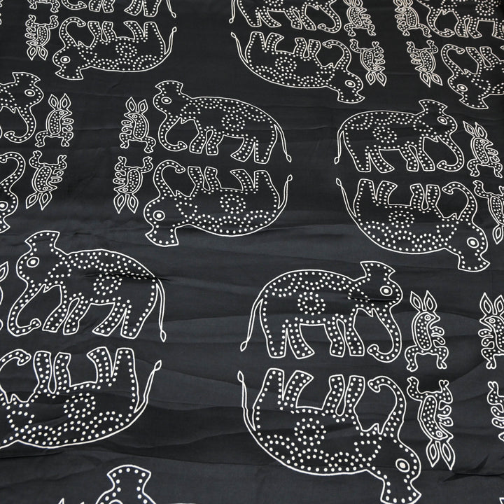 Black Modal Satin Digital Print